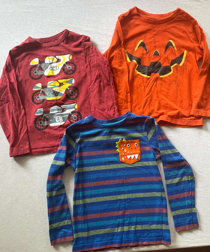 Boys Long Sleeve t-shirt Bundle ( Size 3/4) Pumpkin. Monster & Cars, Kids 4/4T