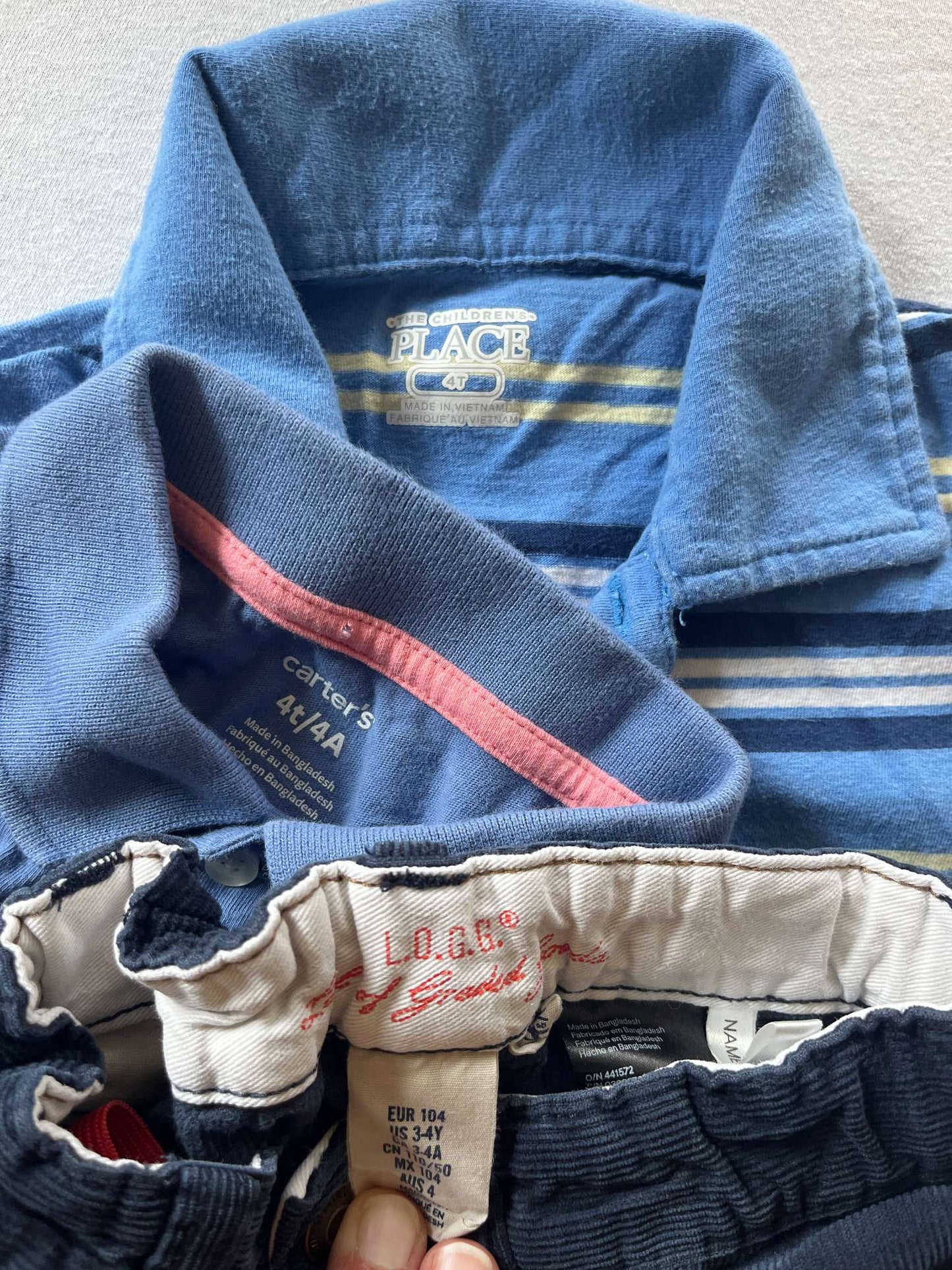 4T Boys Clothing Bundle, 2 Collared Shirts and Corduroy Pants, Kids 4/4T