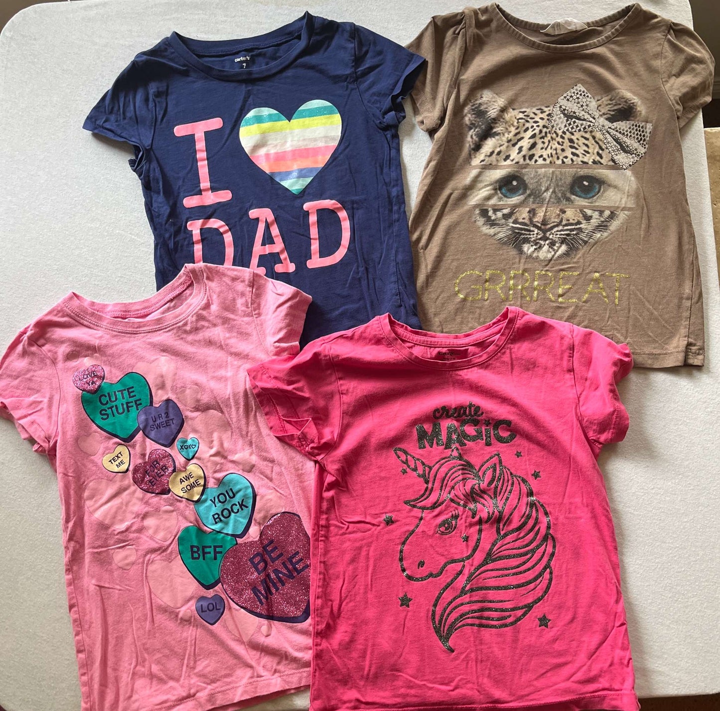 Girls 7/8 T-Shirt Bundle - 4 Shirts, Kids 7