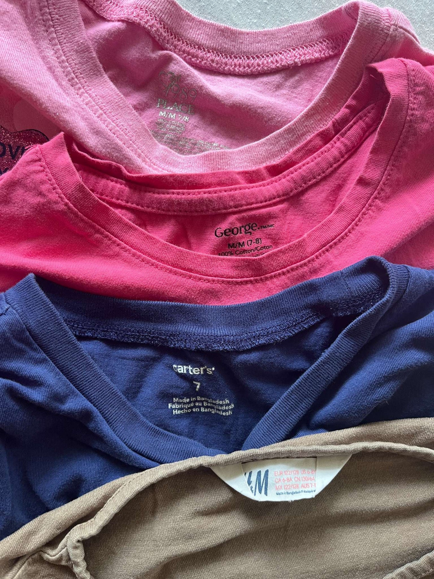 Girls 7/8 T-Shirt Bundle - 4 Shirts, Kids 7