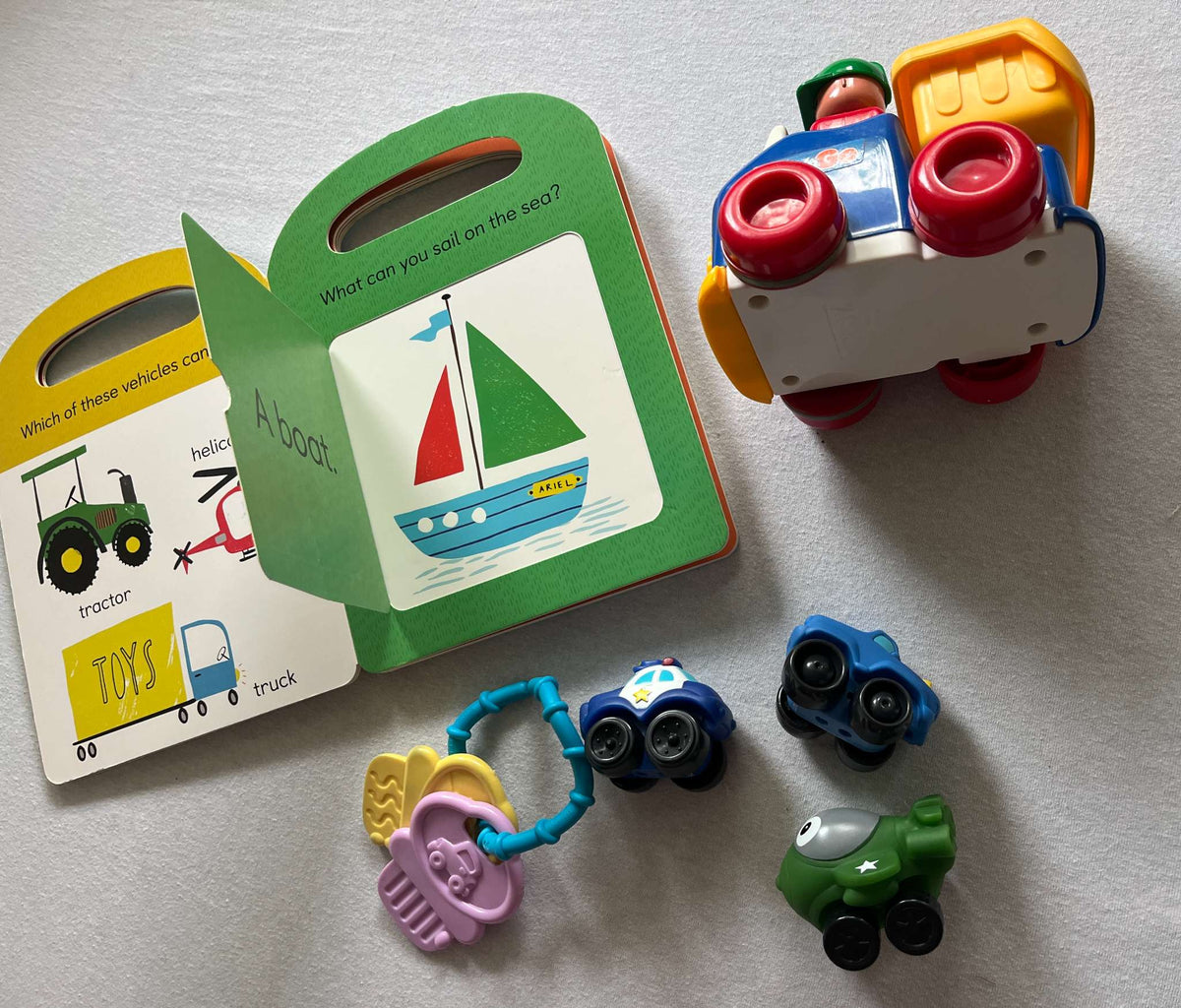 Baby Vehicle Bundle (book, teether, toys)