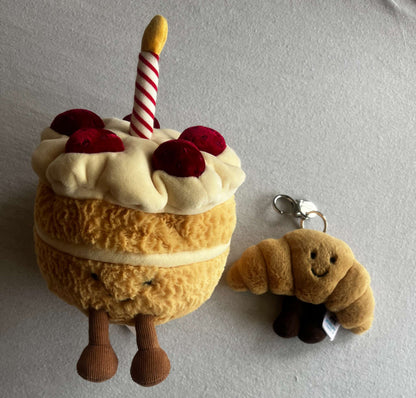 Jellycat Birthday Cake Stuffy and Croissant Keychain, MSRP: $90.00 combined