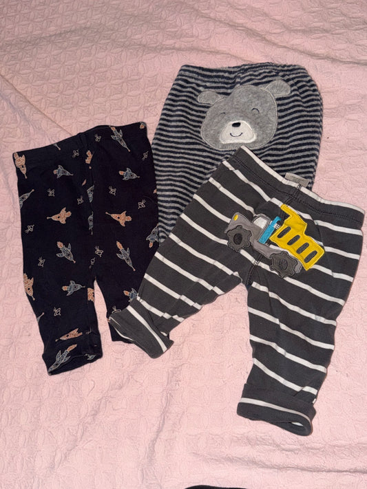 3 pairs of pants lot, Kids 3 Month (0-3M)