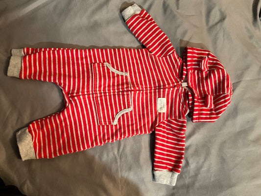 Red and Grey Striped Pajamas, Kids 3 Month (0-3M)