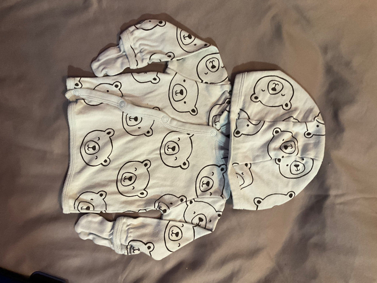 Bear Print Hoodie, Kids 3 Month (0-3M)
