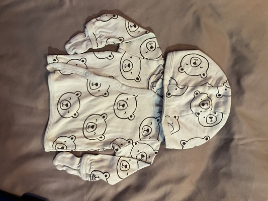 Bear Print Hoodie, Kids 3 Month (0-3M)