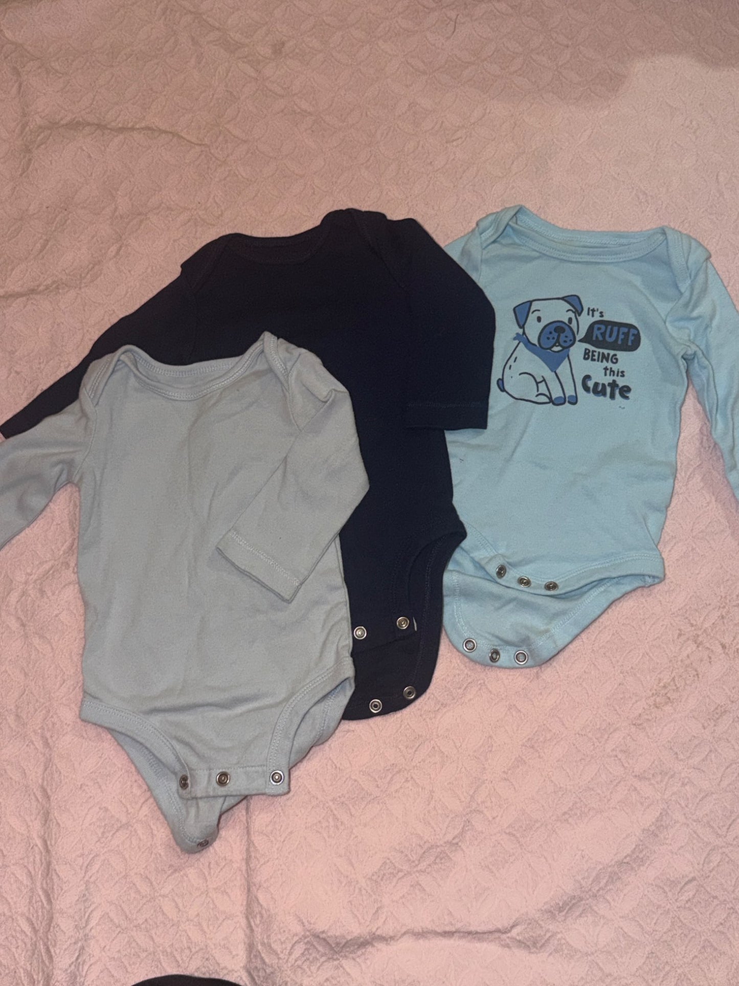 3 diaper shirts blue lot, Kids 3 Month (0-3M)