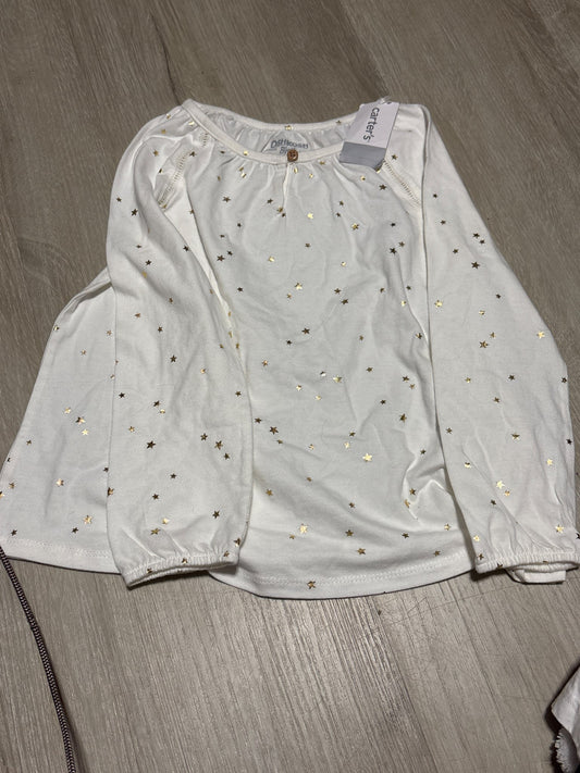 Oshkosh White Shirt with Gold Stars Size 6, Kids 6/6X