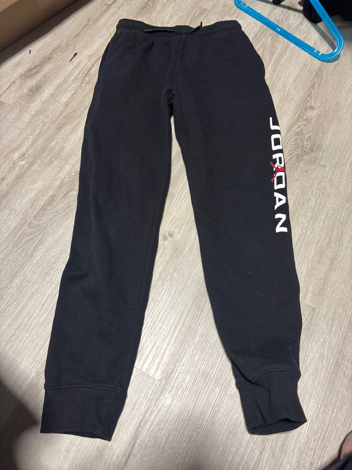 Jordan 12-13 Black Sweatpants with Writing on Leg, Kids 12
