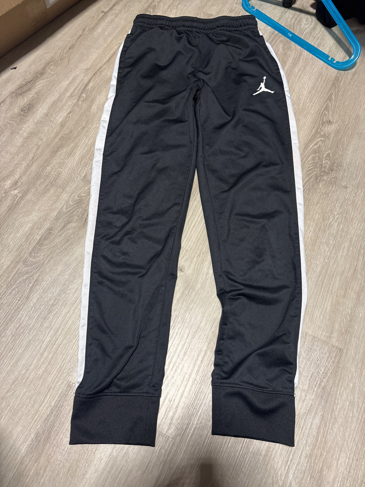 Jordan 12-13 Black with White Strip Trackpants , Kids 12