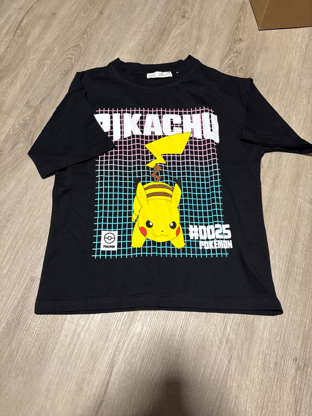 Zara Pikachu Black Design Shirt 8-9, Kids 8