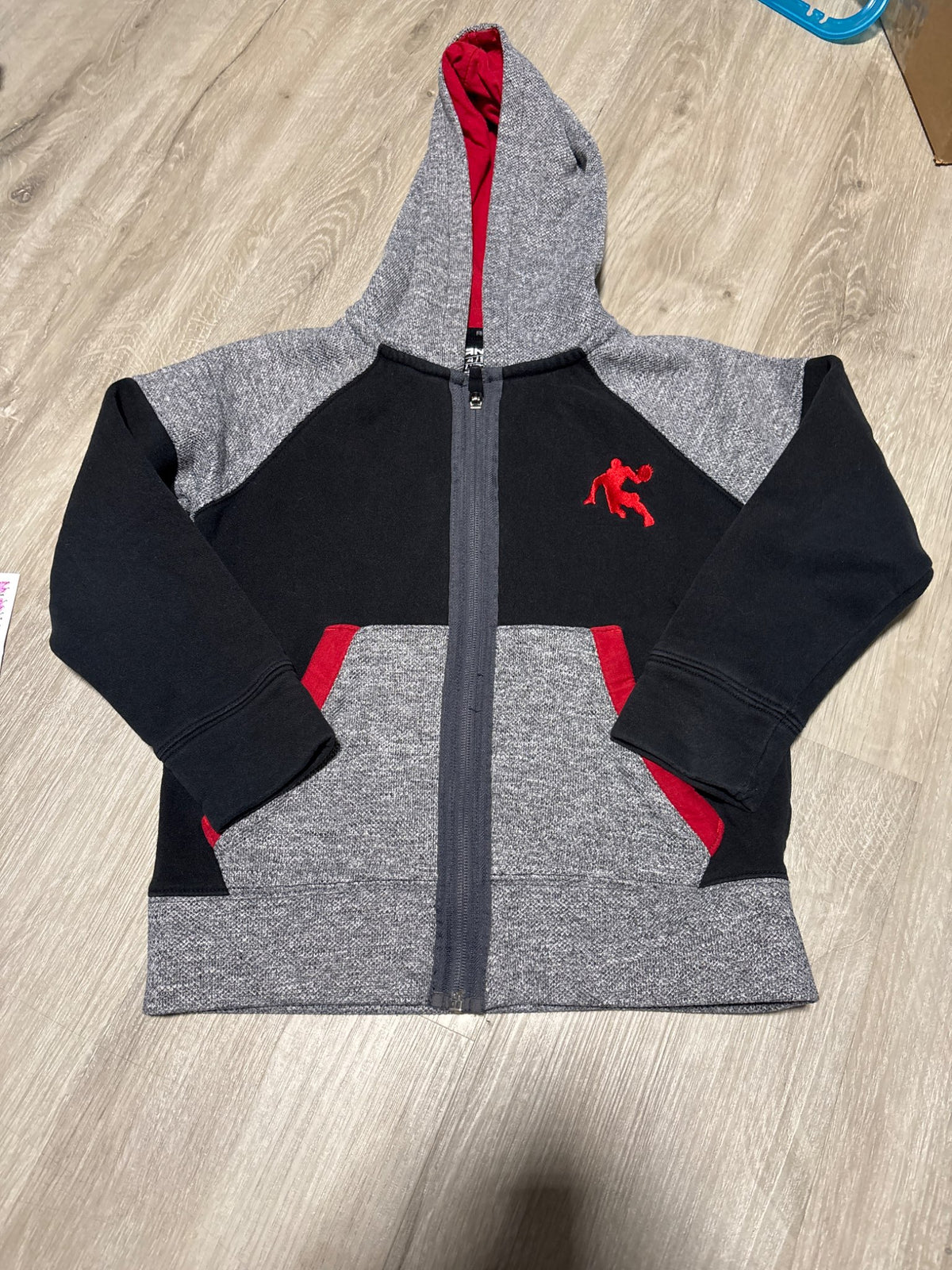 And1 Black and Grey Zip Up Sweater 4-5, Kids 4/4T