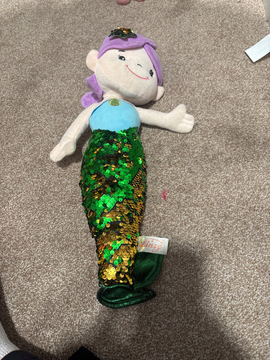 Linzy Green & Gold Mermaid Plush Doll