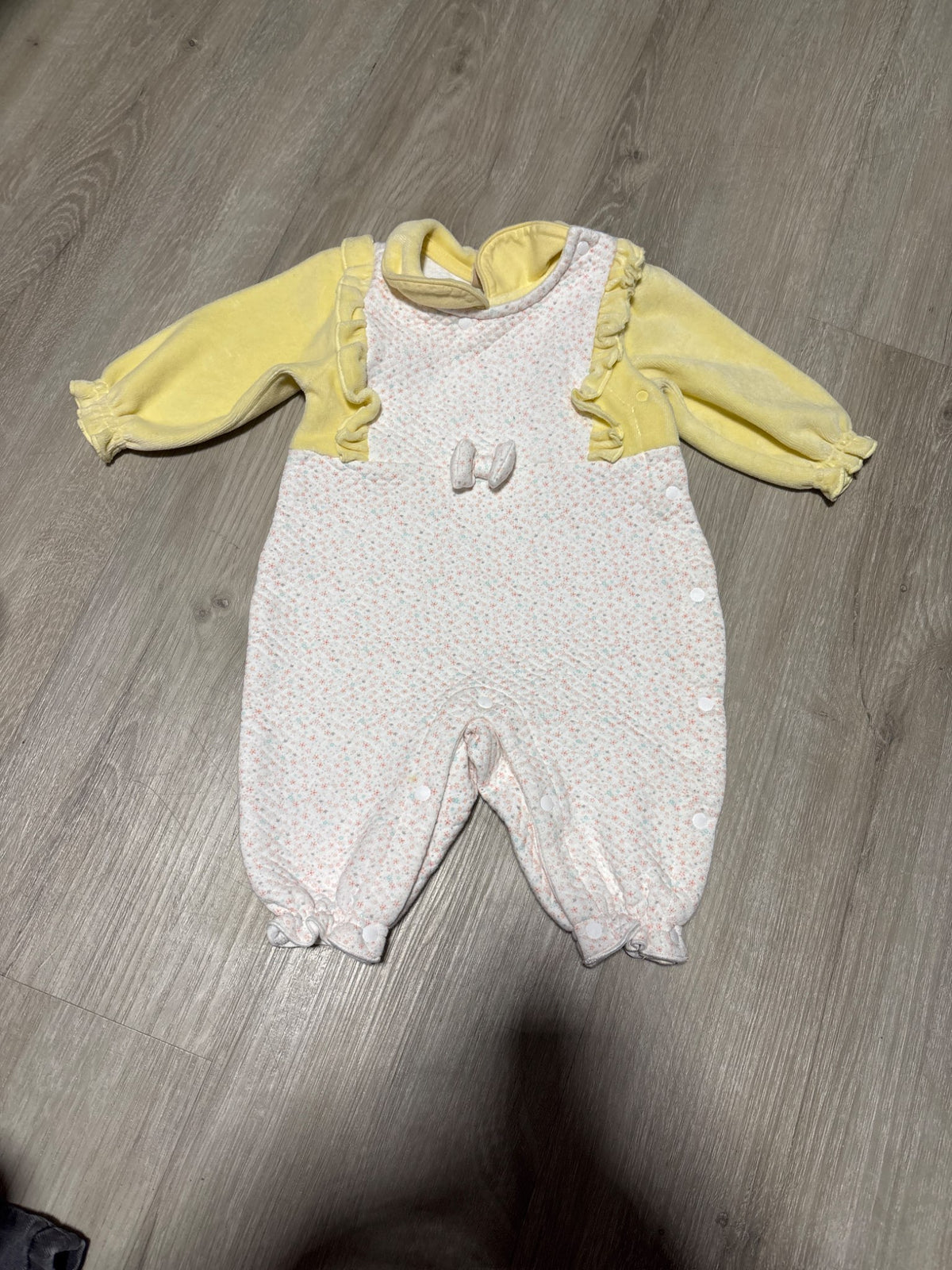 Chickeeduck Yellow Floral Jumpsuit 3-6M, Kids 6 Month (3-6M)