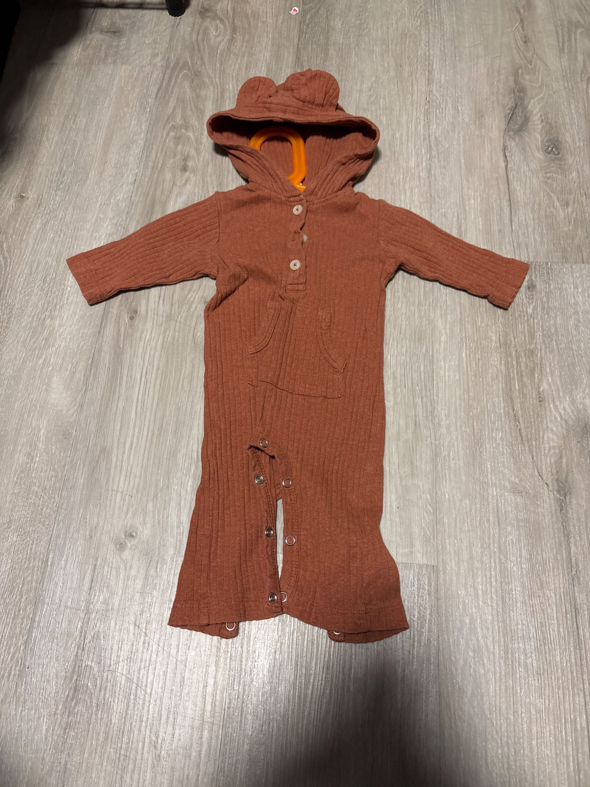 Kate Quinn Rust Ear Hood Romper 3-6M, Kids 6 Month (3-6M)