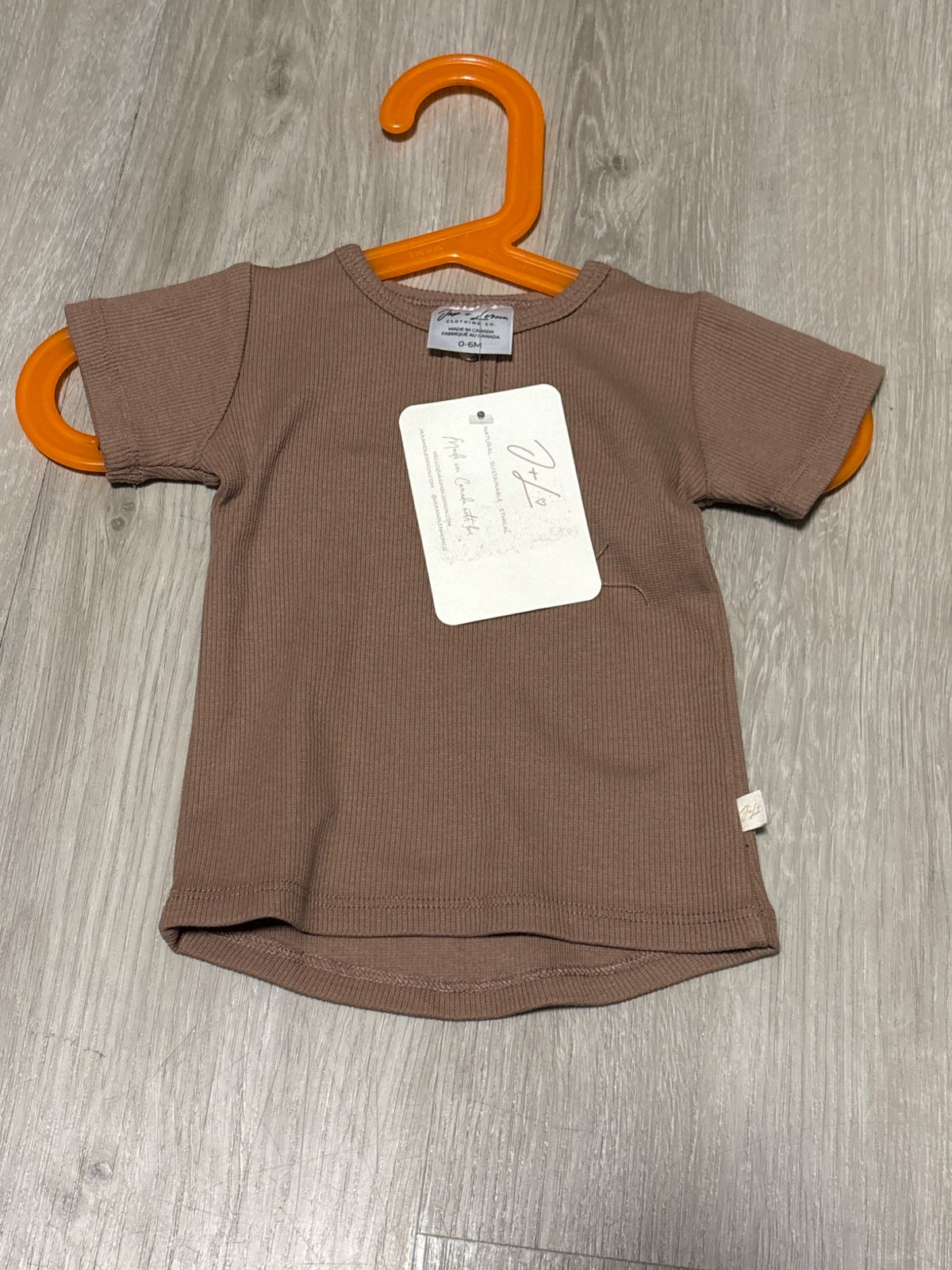 Jax + Lennon Brown Lined Shirt 0-6M, Kids 6 Month (3-6M)