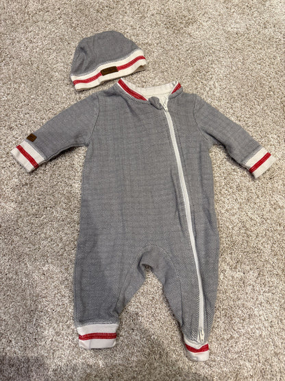 0-3 Juddlies zippered sleeper with matching hat, Kids 3 Month (0-3M)