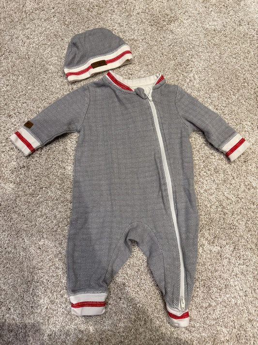 0-3 Juddlies zippered sleeper with matching hat, Kids 3 Month (0-3M)