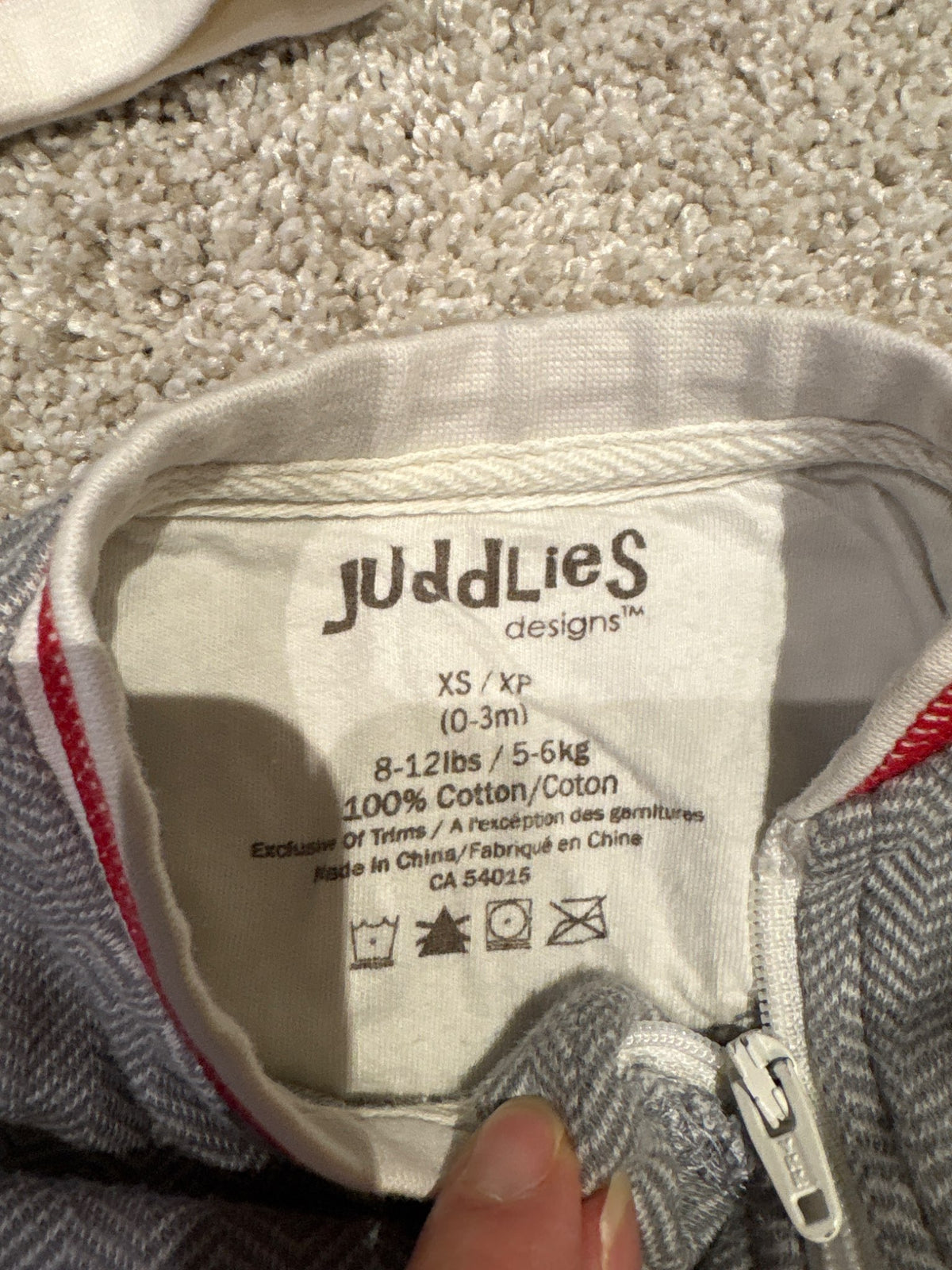 0-3 Juddlies zippered sleeper with matching hat, Kids 3 Month (0-3M)