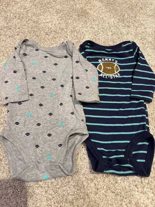 0-3 month Football onesie bundle