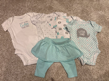 0-3 months bundle of onesies and skirted pants, Kids 3 Month (0-3M)