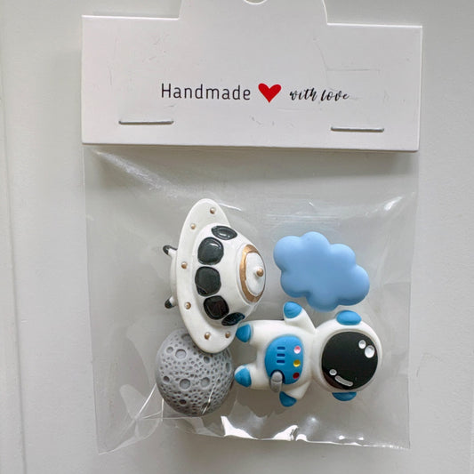 Brand new 3D space theme jibbitz, crocs charms, shoe pins