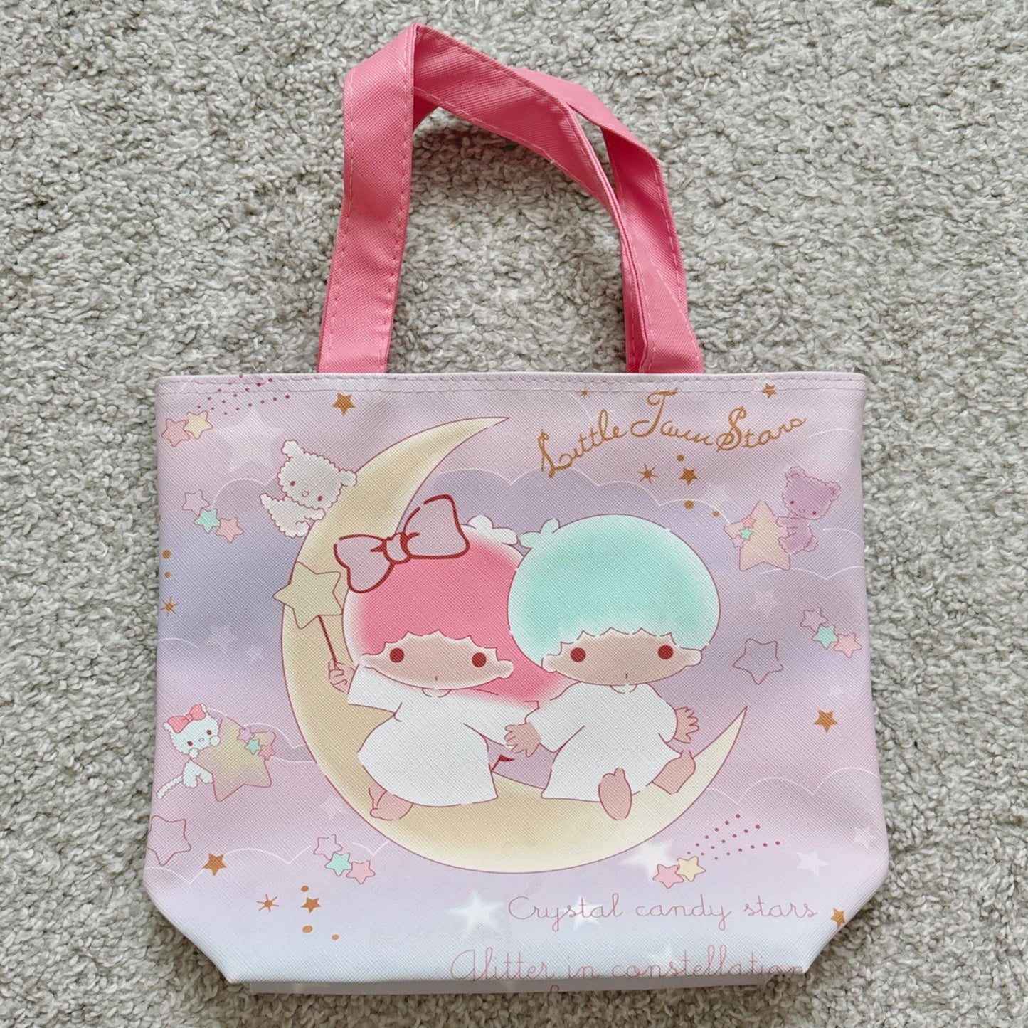 New Miniso x Sanrio characters little twin stars Kiki & Lala PU lunch tote bag