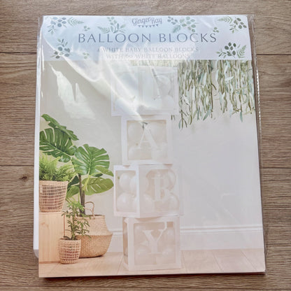 Brand new white BABY balloon blocks with balloons MSRP $50