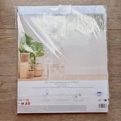 Brand new white BABY balloon blocks with balloons MSRP $50