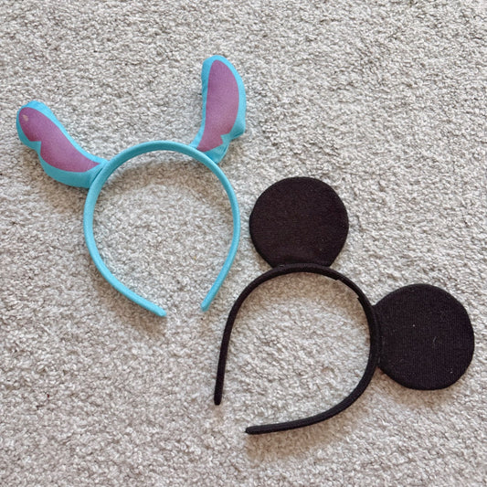 Disney Stitch and Mickey Mouse ears headband bundle, age 3+