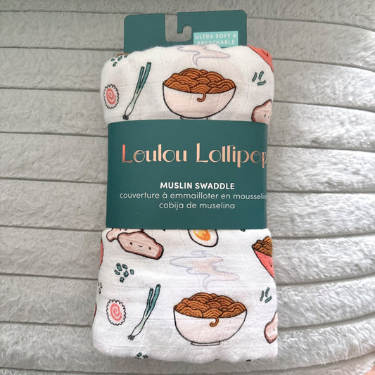 Brand new Loulou Lollipop ramen muslin swaddle, MSRP $31.99, 0-3 Months (Newborn)