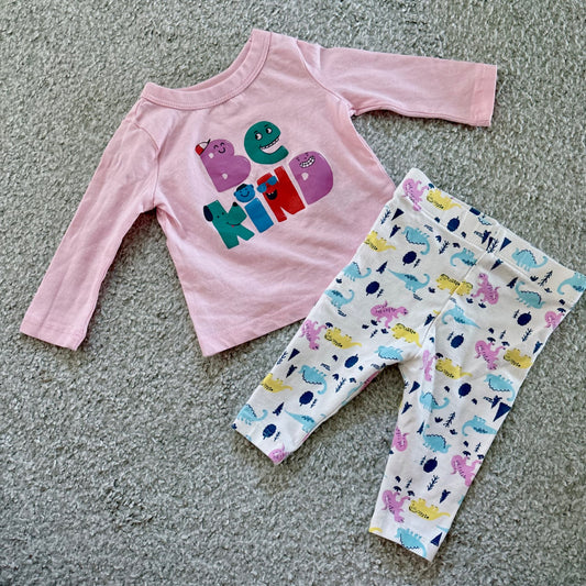 NWOT Joe Fresh baby ‘Be Kind’ dinosaurs long sleeve top and pants set, Kids 3 Month (0-3M)