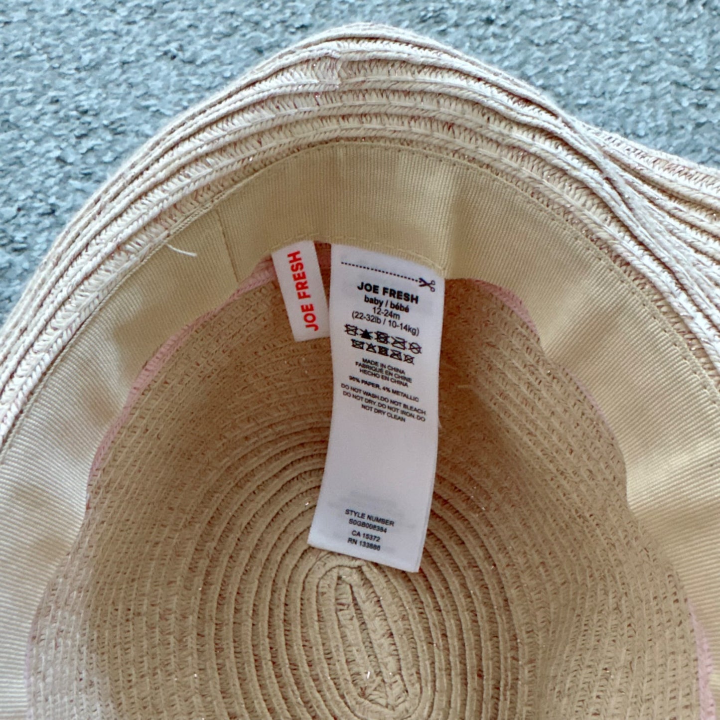 JOE FRESH baby toddler girl’s straw hat, 12-24M