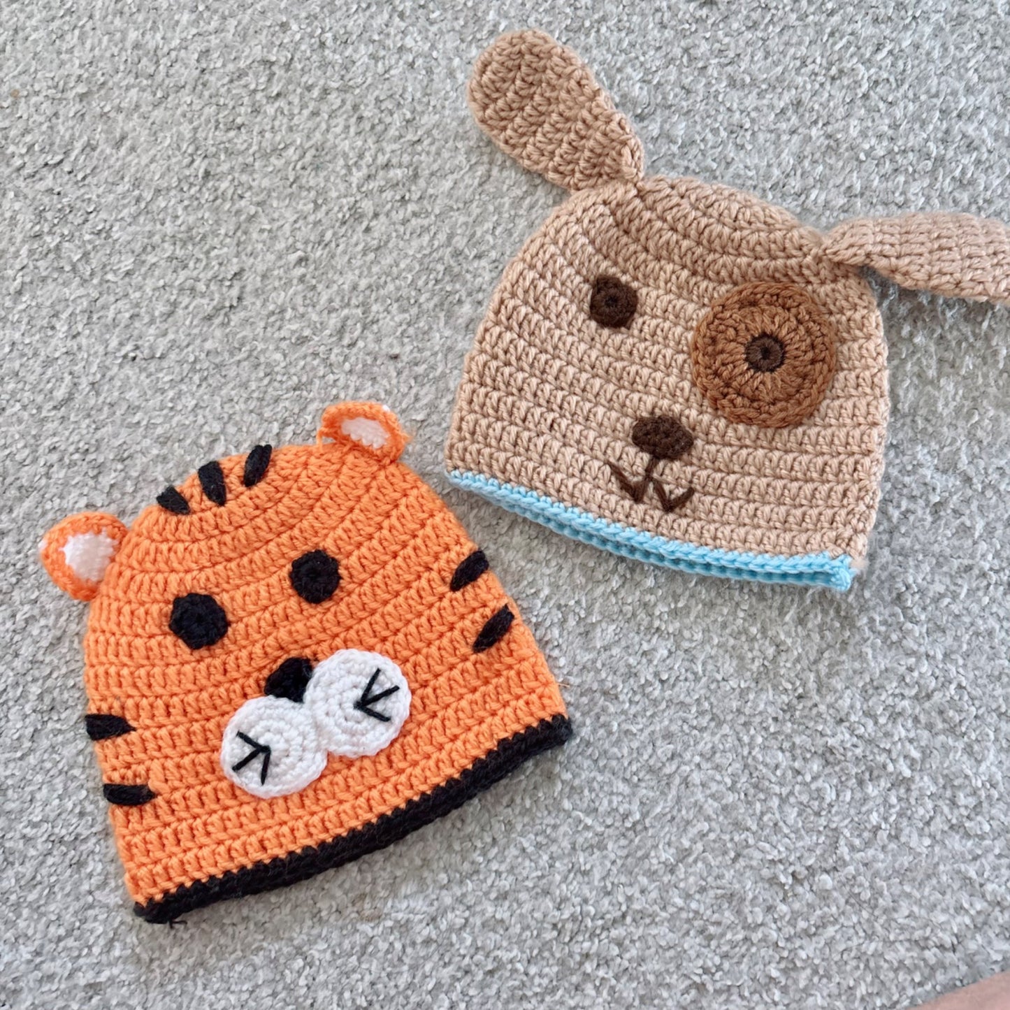 NWOT baby crochet animal hats bundle
