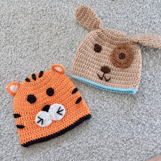 NWOT baby crochet animal hats bundle