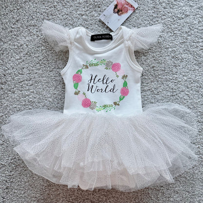 Brand new OLIVIA ROSE Hello World Tutu Bodysuit 3-6M, Kids 6 Month (3-6M)