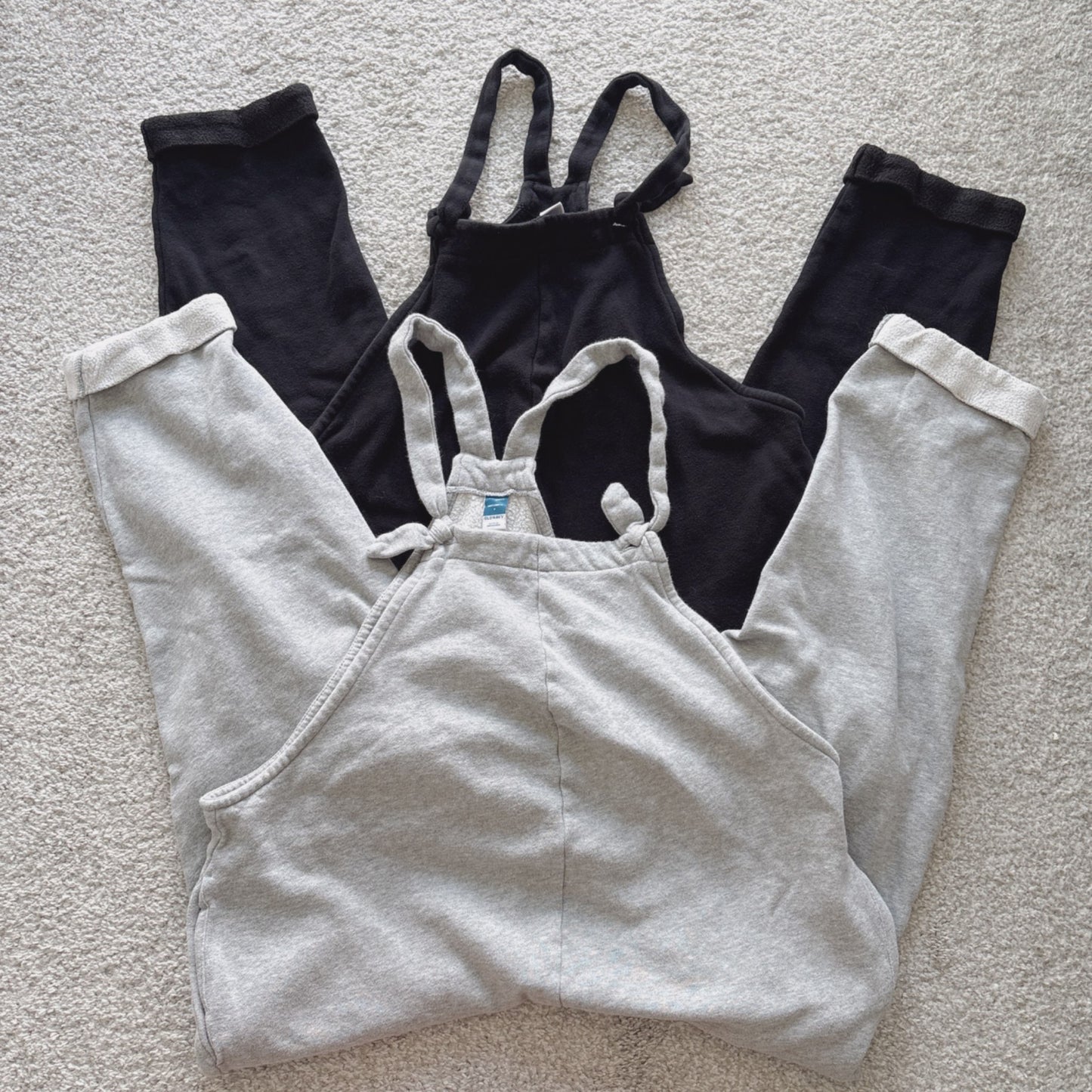 Old Navy maternity knotted strap fleece overalls bundle, Maternity S (4-6)