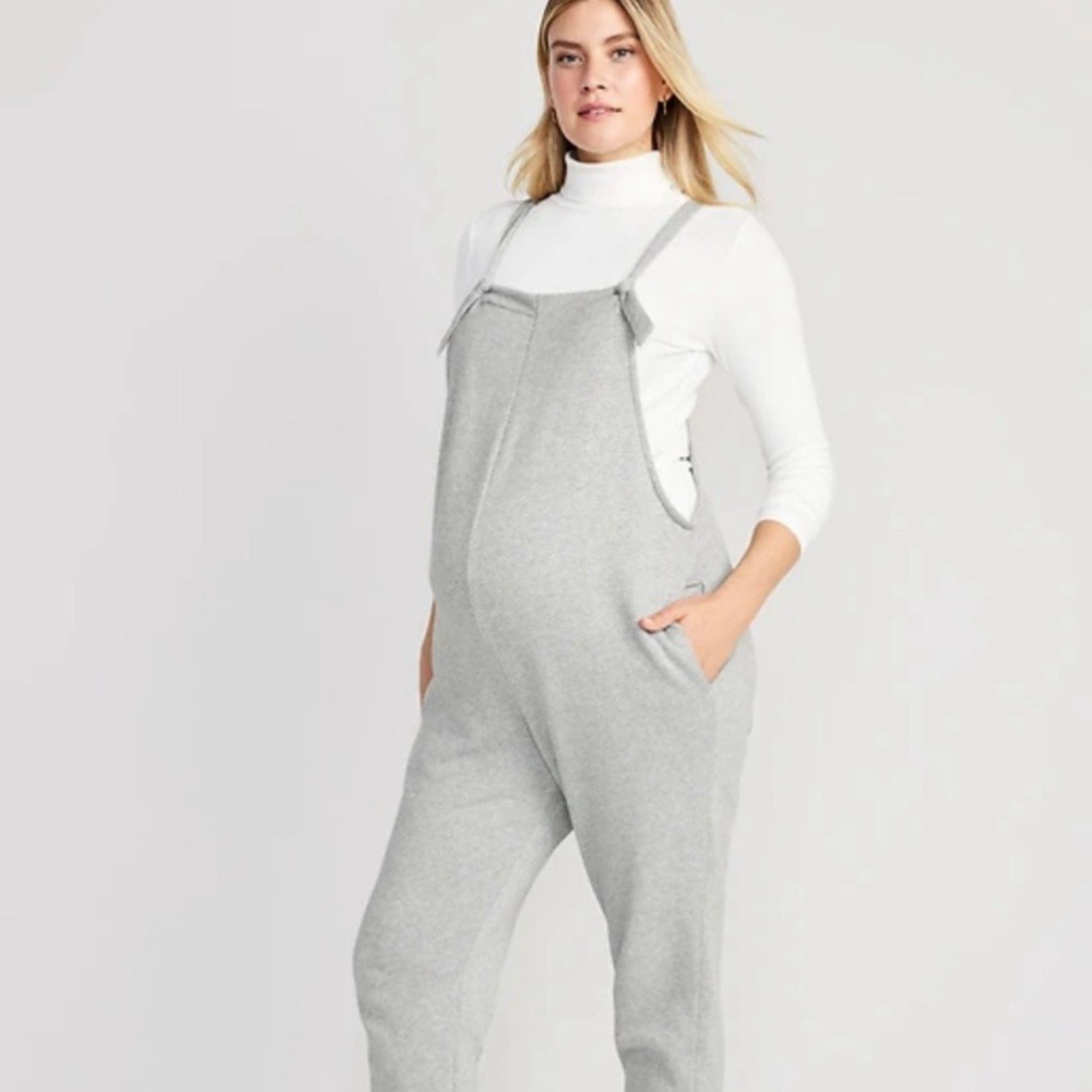 Old Navy maternity knotted strap fleece overalls bundle, Maternity S (4-6)