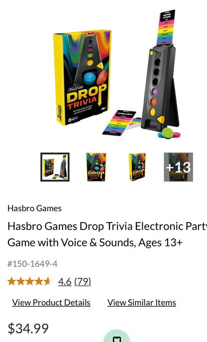 Brand new Hasbro Games Drop Trivia Electronic Party Game with Voice & Sounds, MSRP $35 #2