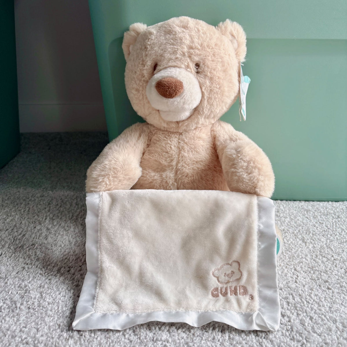 Brand new Baby Gund peek-a-boo animated teddy bear plush toy, MSRP $55