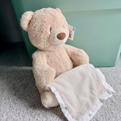 Brand new Baby Gund peek-a-boo animated teddy bear plush toy, MSRP $55