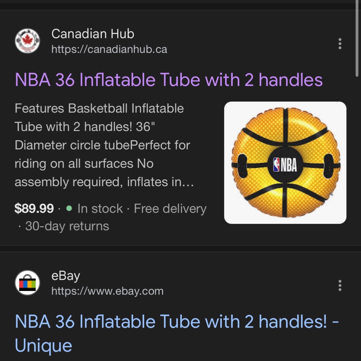 Brand new NBA 36” basketball inflatable tube with handles , MSRP $90