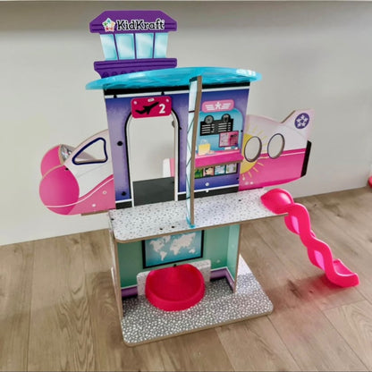 KIDKRAFT Luxe Life 2-in-1 Wooden Airport & Jet Play Set and Accessories
