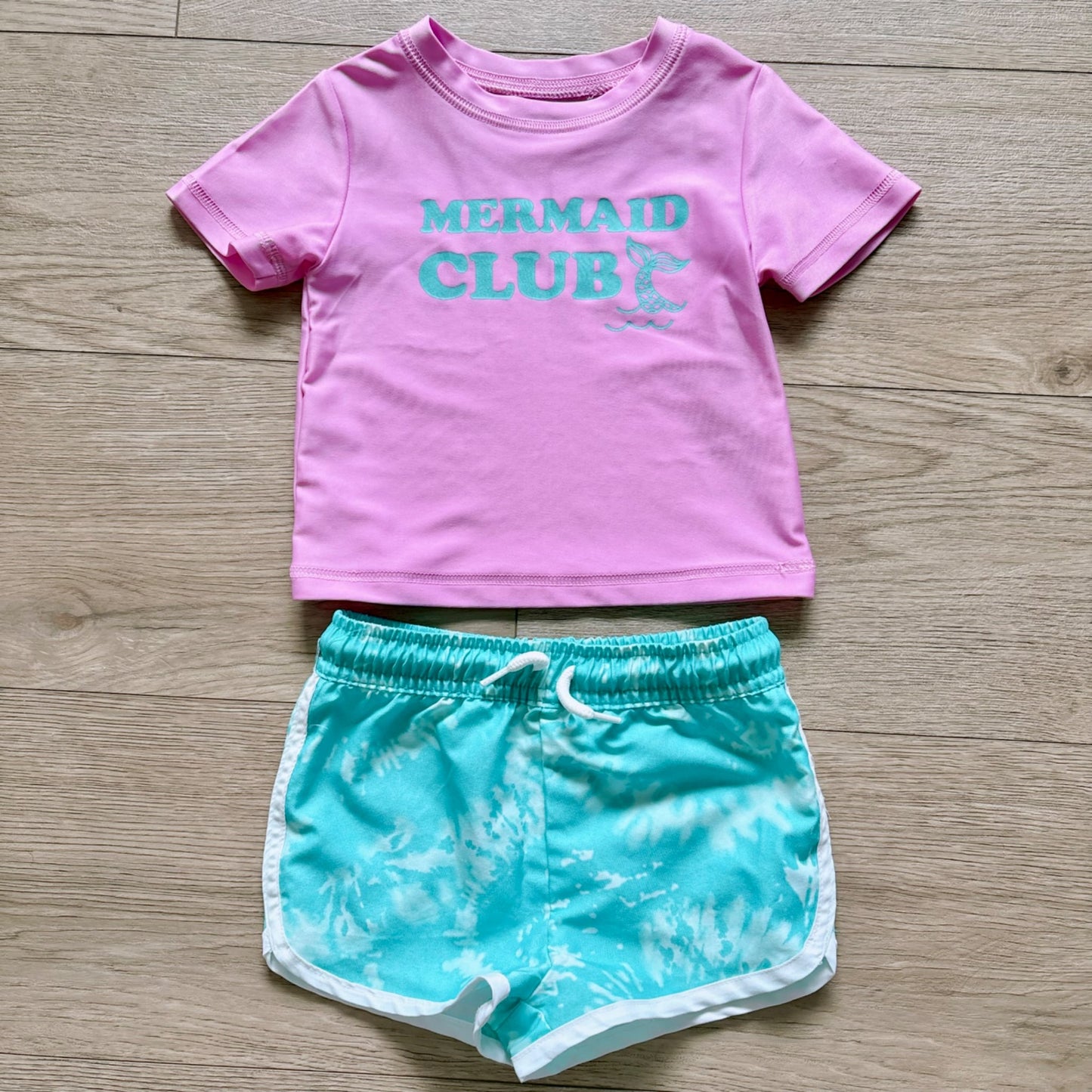 GEORGE toddler girls short-sleeved rash guard and swim shorts set, Kids 2T