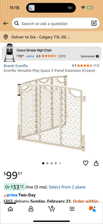 EVENFLO indoor/outdoor play space (6-panel adjustable play area + 2-panel extension)