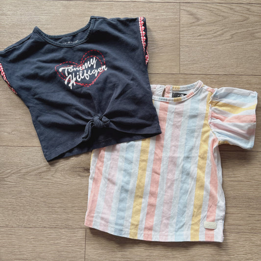 Girls short sleeve top bundles, 7 FOR ALL MANKIND + TOMMY HILFIGERl, Kids 3T