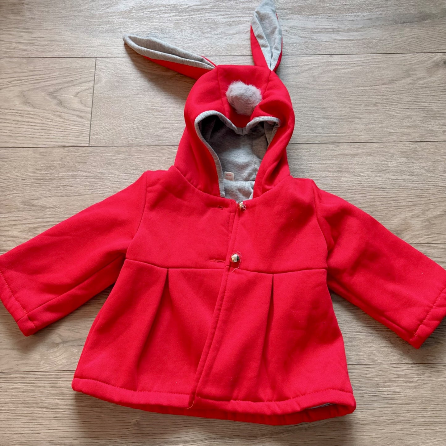 Girls red bunny ears hooded coat, Kids 3T
