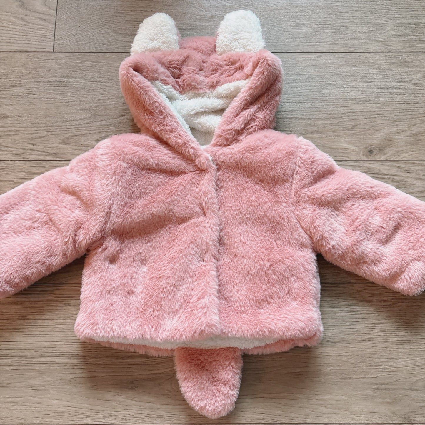 Toddlers pink cat ear hooded faux fur coat, Kids 2T