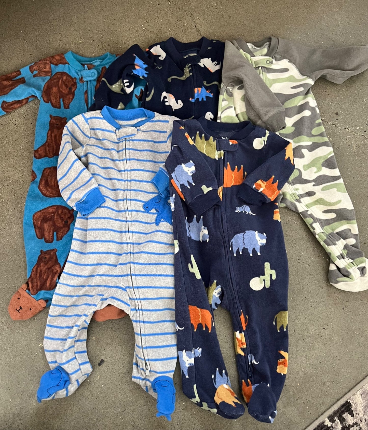 Five Carters Fleece Sleepers , Kids 9 Month (6-9M)