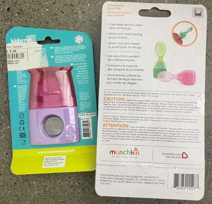 New Munchkin Food Pouch Spoons & Kidsme Icy Teether